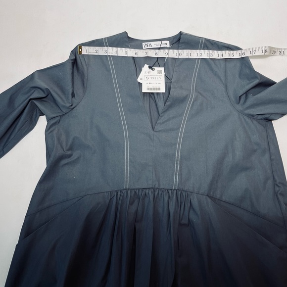 ZARA WOMAN ESPECIAL EDITION TOPSTITCHED MINI DRESS SIZE S COLOR GREY NWT - Picture 9 of 10